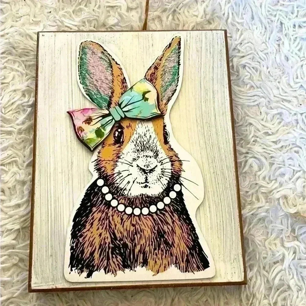 Adorable Wooden bunny photo